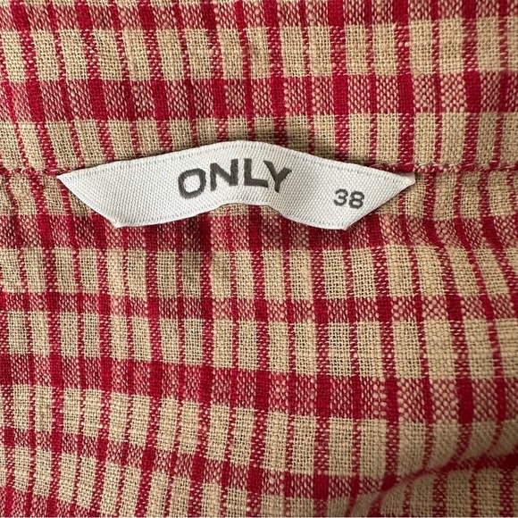 Plaid V-Neck mini Dress with Puff Sleeves by Only - Picture 9 of 12